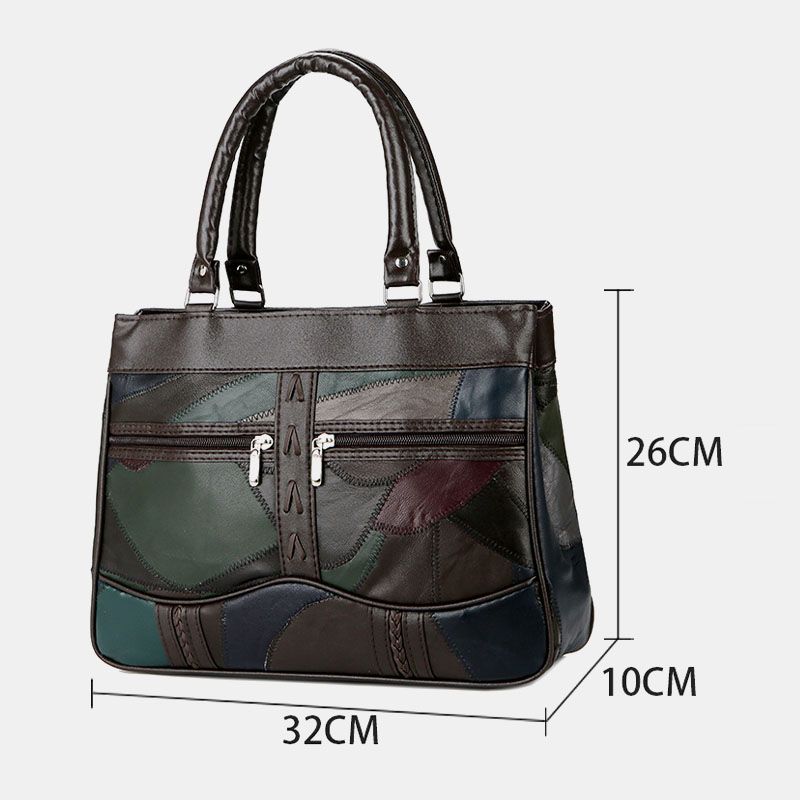 Dames Patchwork Lederen Draagtassen Handtassen Met Grote Capaciteit Boheemse Vintage Crossbody Tassen