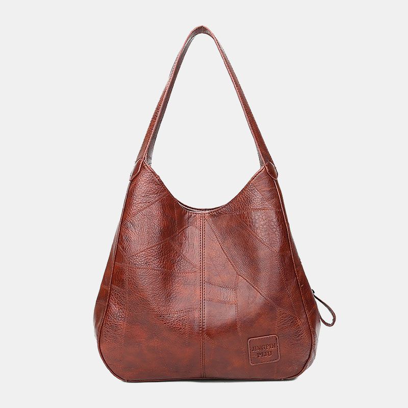 Dames Retro Solid Grote Capaciteit Tote Bag Schoudertas Handtas