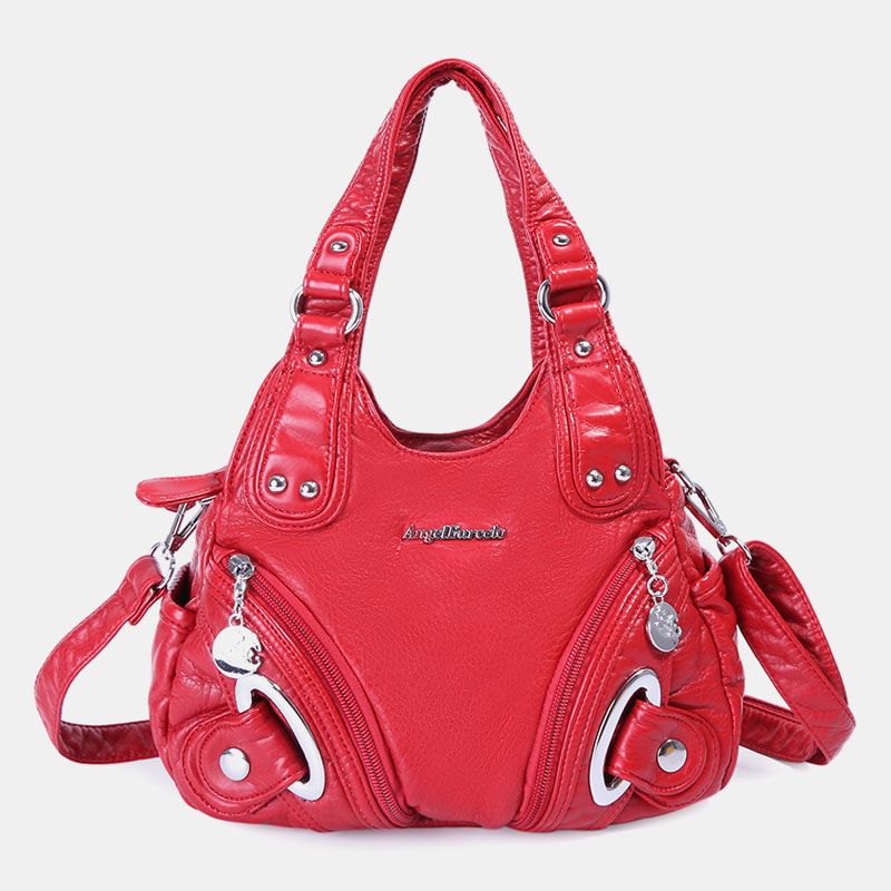 Dames Zachte Leren Handtas Stevige Handtas Crossbody Tas