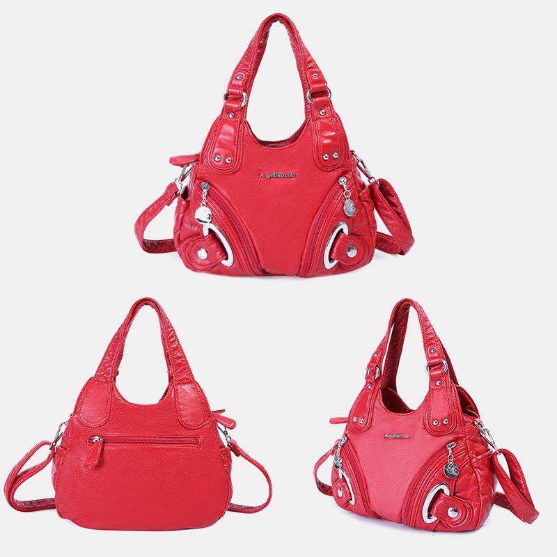 Dames Zachte Leren Handtas Stevige Handtas Crossbody Tas