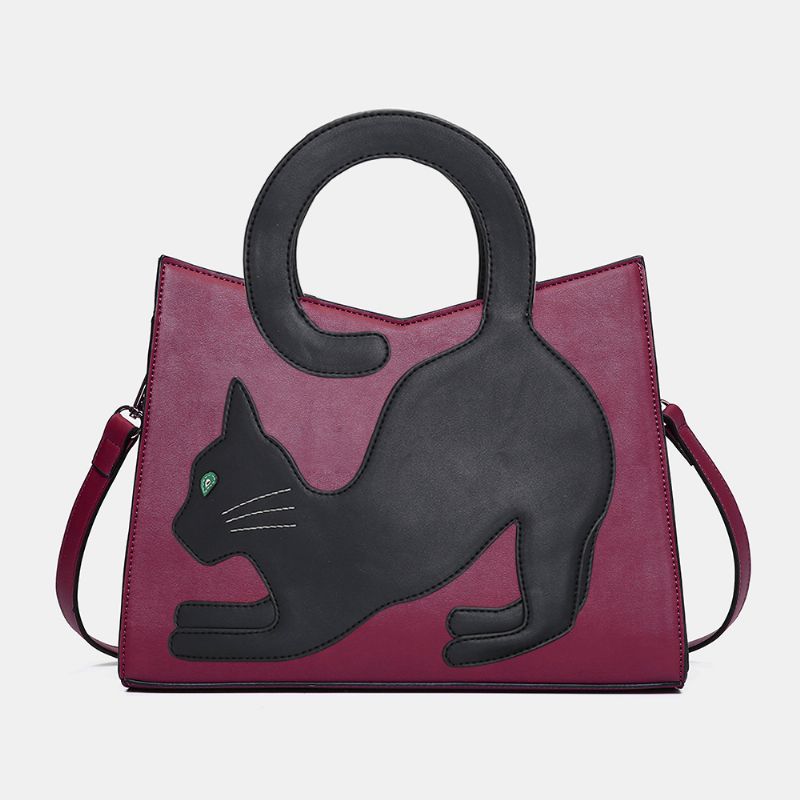 Damesmode Schattige Kat Patroon Patchwork Handtas