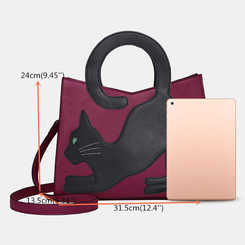 Damesmode Schattige Kat Patroon Patchwork Handtas