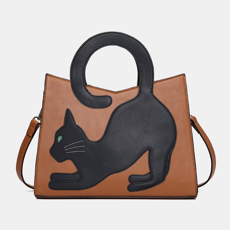 Damesmode Schattige Kat Patroon Patchwork Handtas