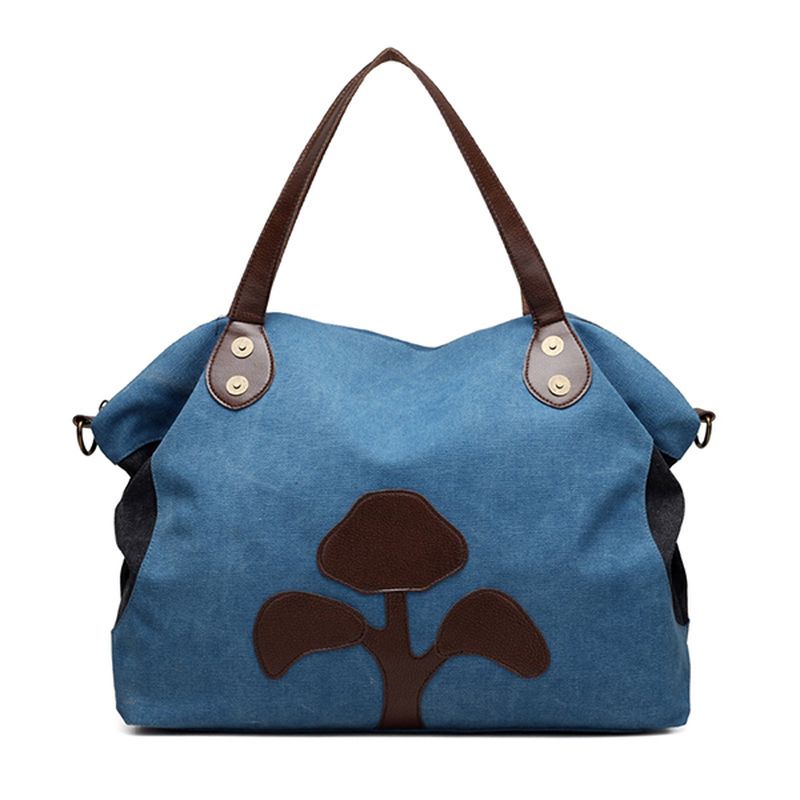 Grote Capaciteit Dames Canvas Patchwork Bloemenpatroon Casual Handtas