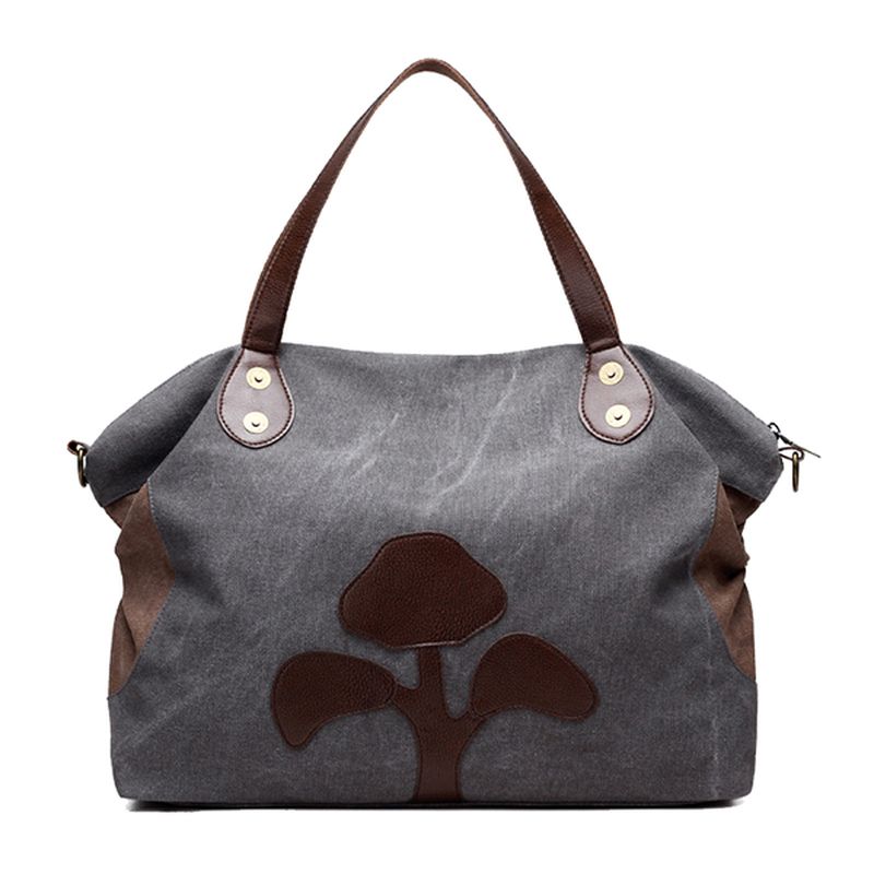 Grote Capaciteit Dames Canvas Patchwork Bloemenpatroon Casual Handtas