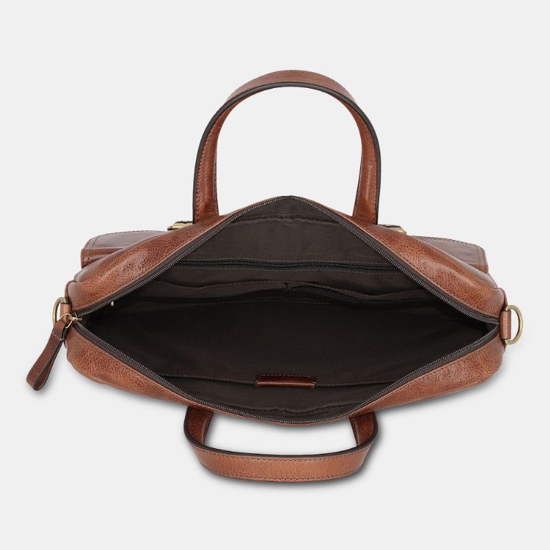 Heren Pu-leer Vintage Bussiness Veelzijdige Lerarentas Met Meerdere Zakken Aktetas Multifunctionele Crossbody-tas Handtas