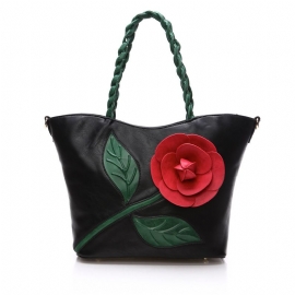 Multifunctionele Pu-lederen Vintage Solid Rose-handtas Voor Dames