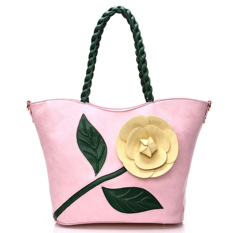 Multifunctionele Pu-lederen Vintage Solid Rose-handtas Voor Dames