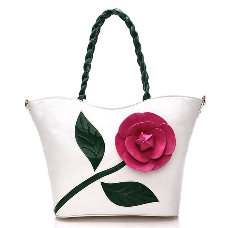 Multifunctionele Pu-lederen Vintage Solid Rose-handtas Voor Dames