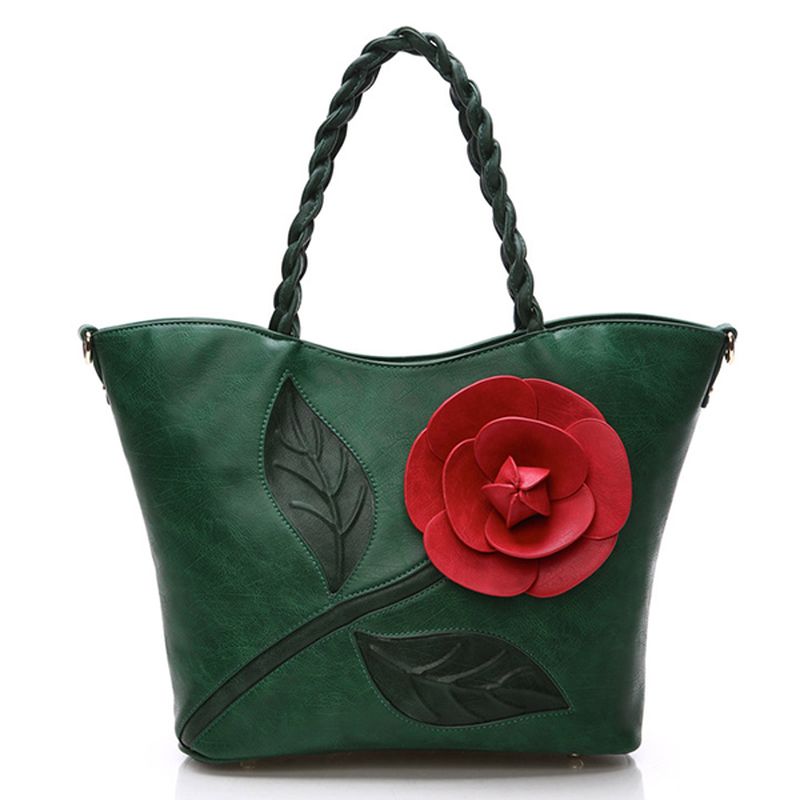 Multifunctionele Pu-lederen Vintage Solid Rose-handtas Voor Dames