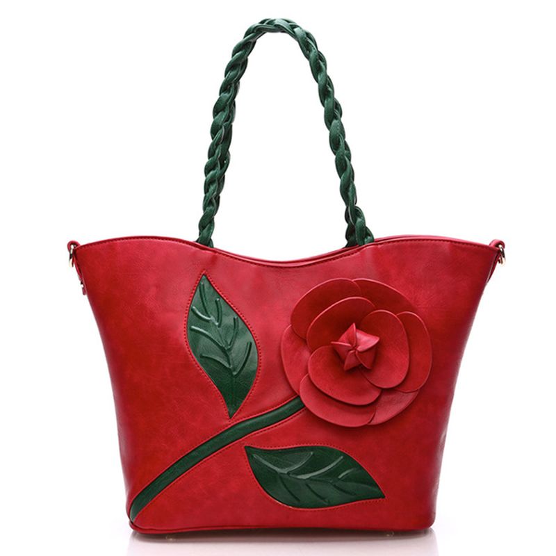 Multifunctionele Pu-lederen Vintage Solid Rose-handtas Voor Dames