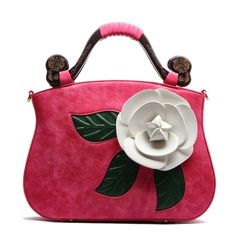 Vintage Mode Pu-leer Rose Decoratieve Handtas Crossbody Tas Voor Dames