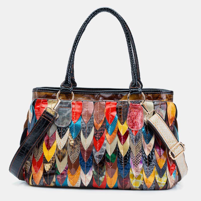 Vrouwen Echt Lederen Patchwork Tote Crossbody Tas Handtas