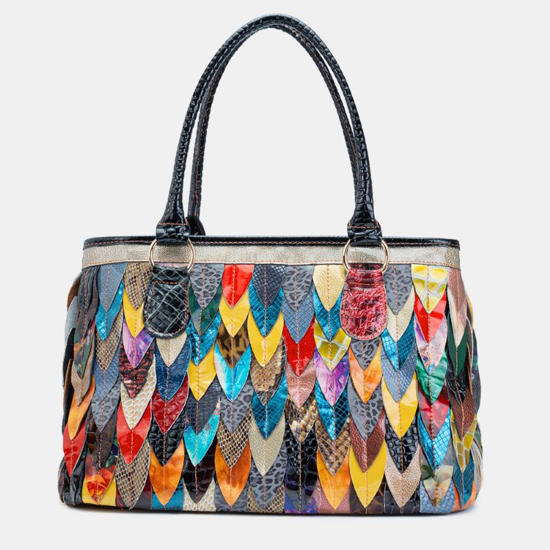 Vrouwen Echt Lederen Patchwork Tote Crossbody Tas Handtas