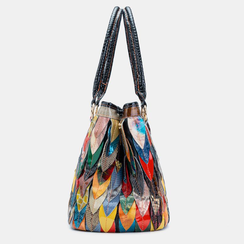 Vrouwen Echt Lederen Patchwork Tote Crossbody Tas Handtas