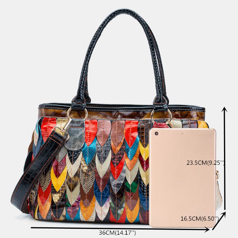 Vrouwen Echt Lederen Patchwork Tote Crossbody Tas Handtas