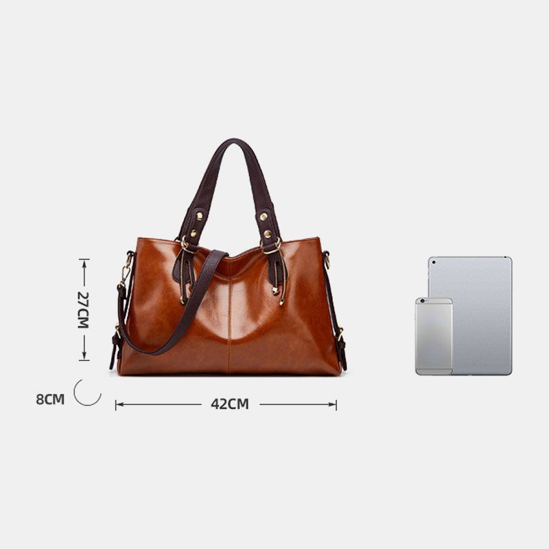 Vrouwen Kunstleer Retro Lychee Patroon Grote Capaciteit Handtas Schoudertas Crossbody Tas Tote