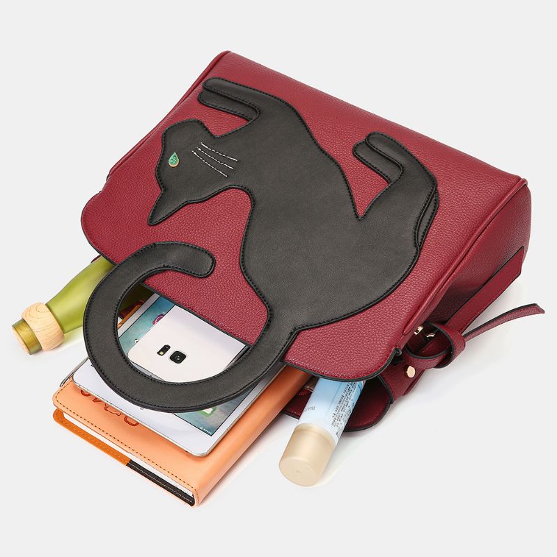 Vrouwen Mode Schoonheid Kunstleer Grote Capaciteit Handtas Crossbody Tas Schoudertas Kattentas