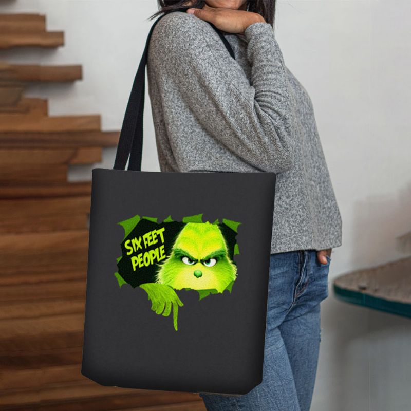 Vrouwen Vilten Schattige Cartoon Groene Monster Patroon Schoudertas Handtas Tote