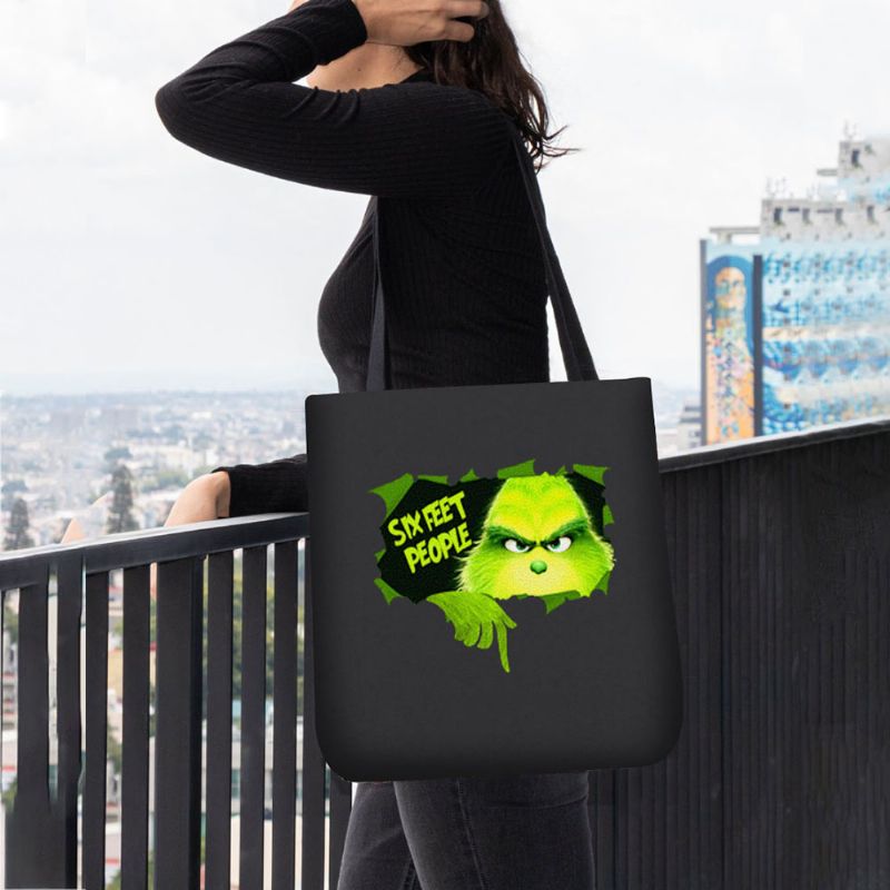 Vrouwen Vilten Schattige Cartoon Groene Monster Patroon Schoudertas Handtas Tote