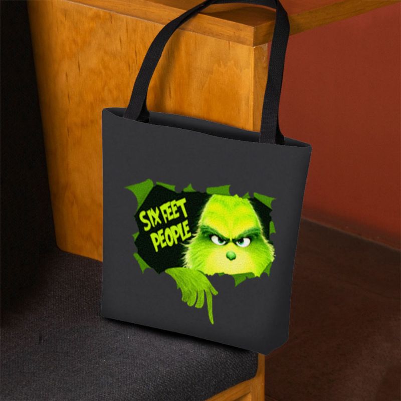 Vrouwen Vilten Schattige Cartoon Groene Monster Patroon Schoudertas Handtas Tote