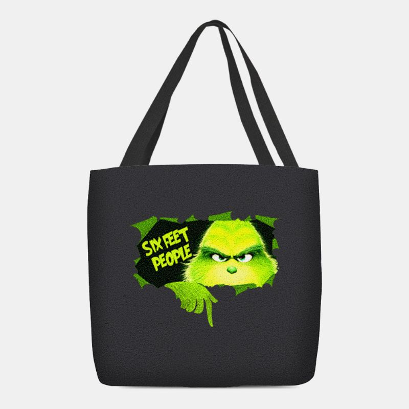 Vrouwen Vilten Schattige Cartoon Groene Monster Patroon Schoudertas Handtas Tote