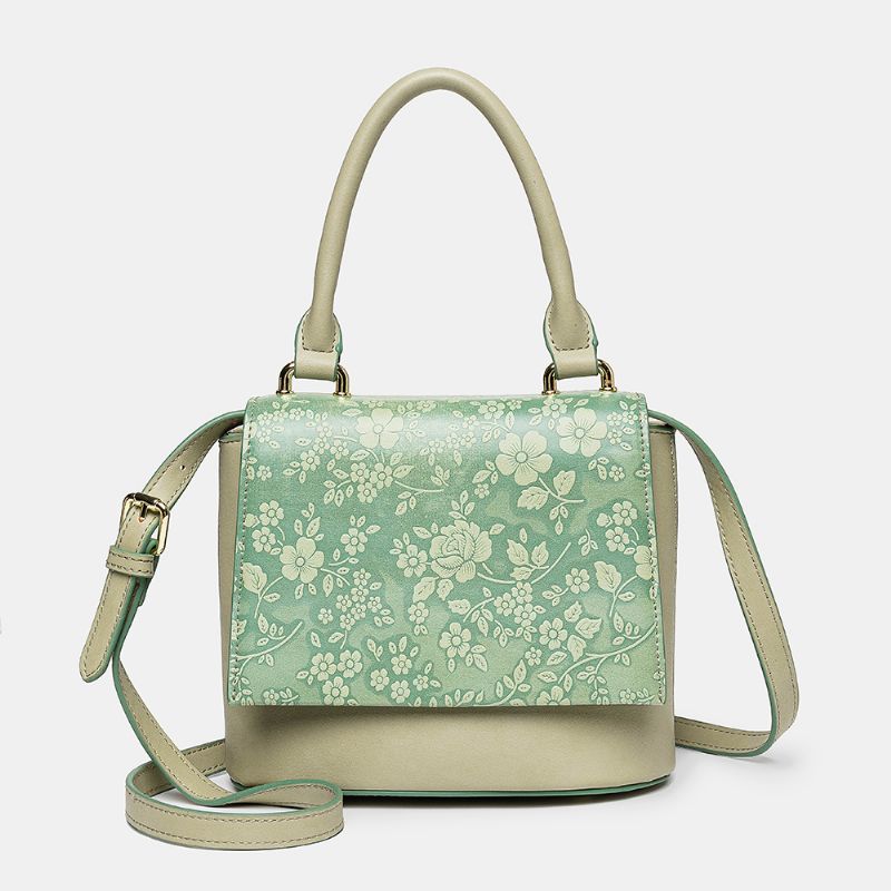 Vrouwen Vintage Lederen Bloemen Handtas Crossbody Tas Schoudertas