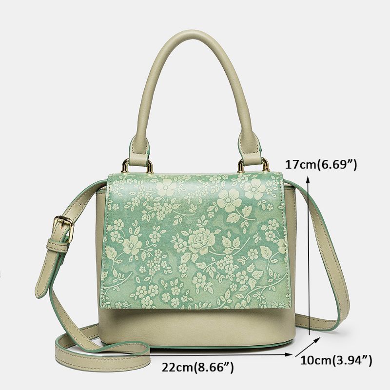 Vrouwen Vintage Lederen Bloemen Handtas Crossbody Tas Schoudertas