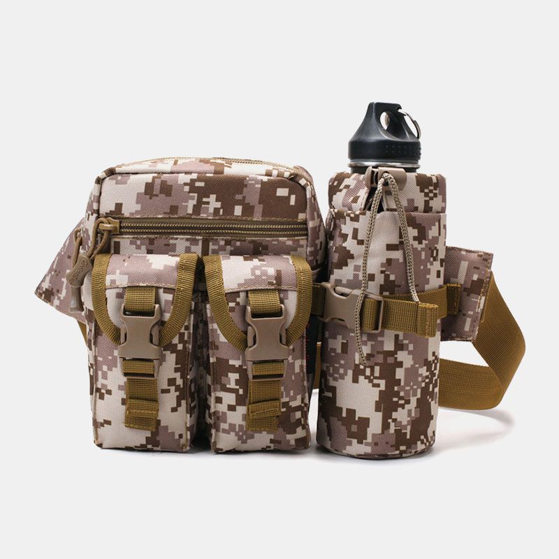 Heren Nylon Camouflage Multifunctionele Outdoor Waterfles Heuptas Tactische Tas