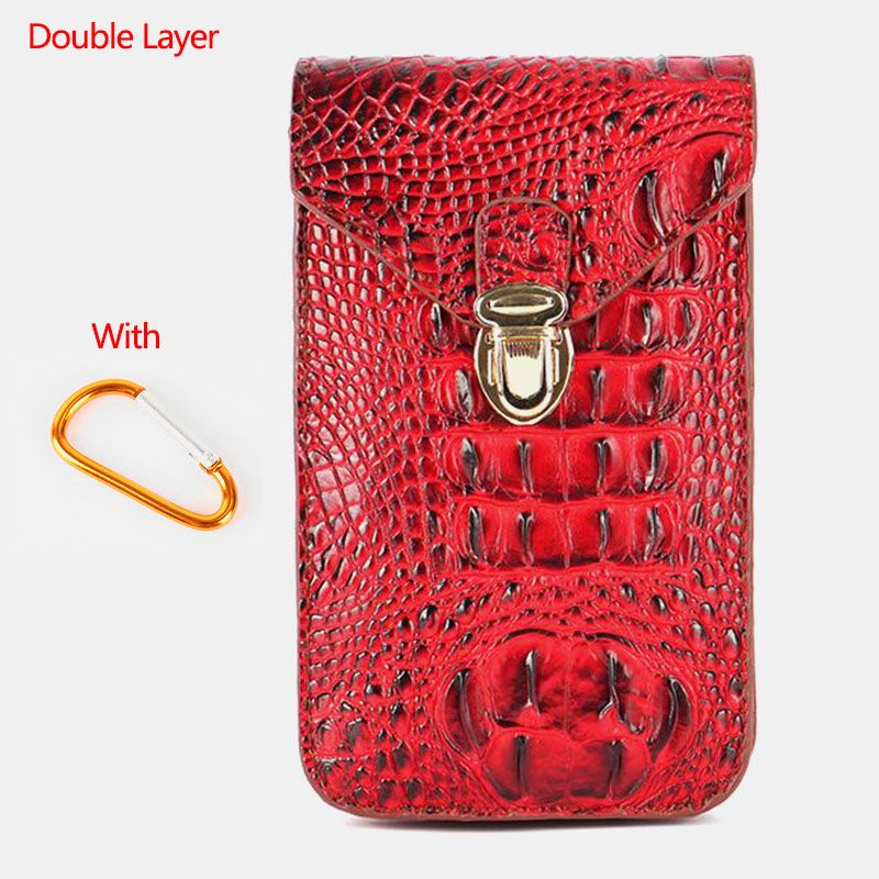 Heren Pu Lederen Krokodilpatroon Multifunctioneel Casual Dubbellaags 6.5inch Telefoontas Heuptas Met Haak