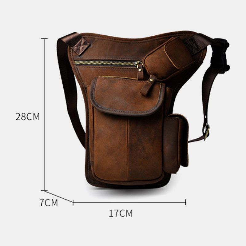 Mannen Echt Lederen Multi-carry Retro 7 Inch Telefooncamera Buiten Heuptas Crossbody Tas