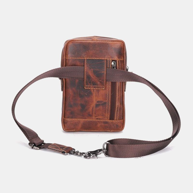 Mannen Echt Leer Multi-carry Retro 6.5 Inch Telefoon Tas Heuptas Crossbody Tas Sling Bag