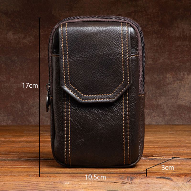 Mannen Echt Leer Multifunctionele 6.5 Inch Telefoon Tas Retro Grote Capaciteit Sigaret Case Pocket Heuptas Heuptas