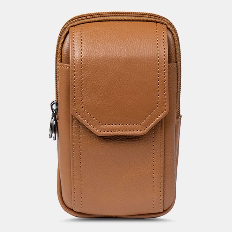 Mannen Echt Leer Multifunctionele 6.5 Inch Telefoon Tas Retro Grote Capaciteit Sigaret Case Pocket Heuptas Heuptas