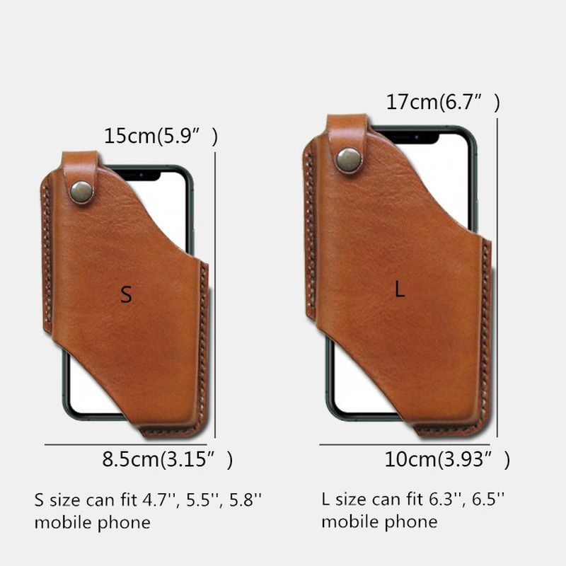 Mannen Lederen Heuptasje 4.7 Inch ~ 6.5 Inch Telefoon Tas Heuptas Gemakkelijk Te Dragen Edc Tas Voor Buiten