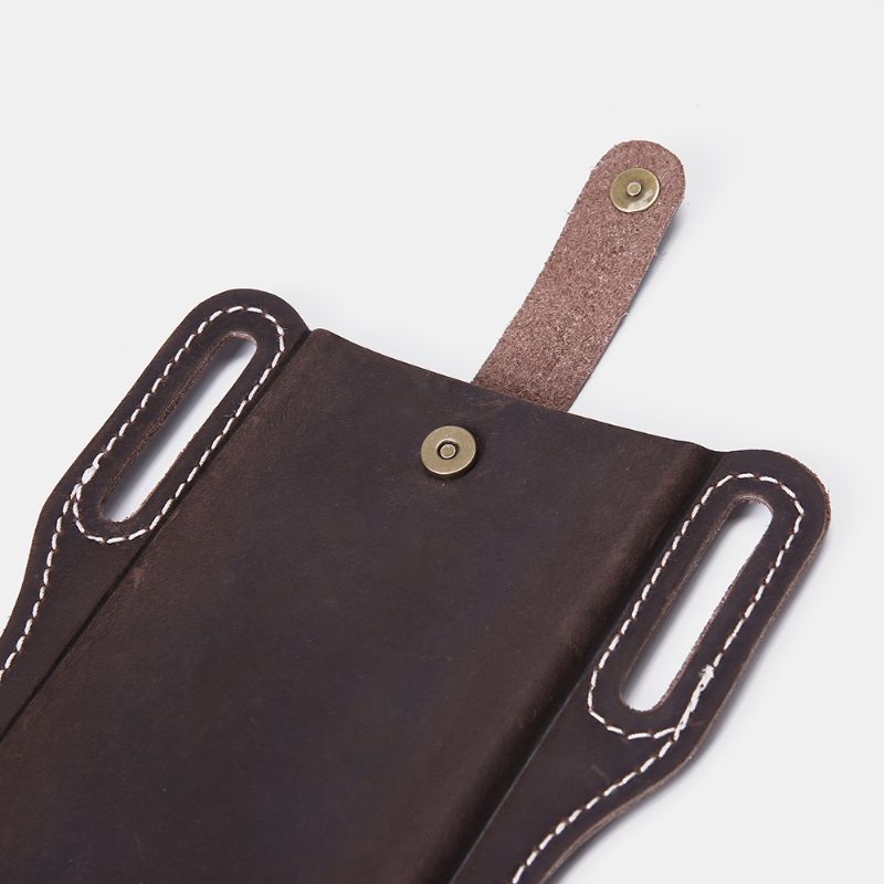 Mannen Lederen Vintage 6.3 Inch Telefoon Tas Heuptas Pouch Lederen Heuptas Portemonnee