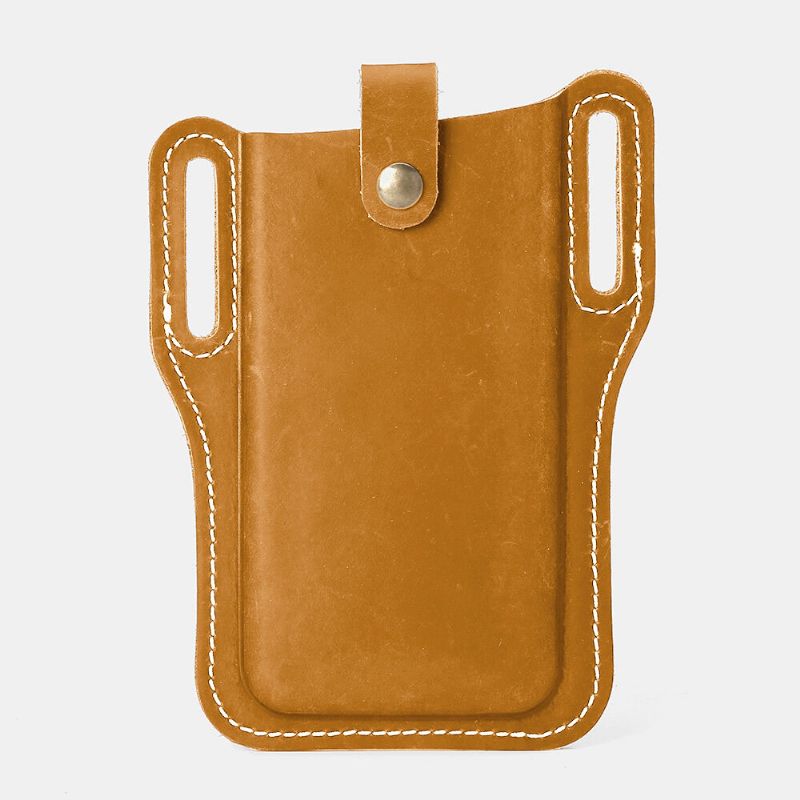 Mannen Lederen Vintage 6.3 Inch Telefoon Tas Heuptas Pouch Lederen Heuptas Portemonnee