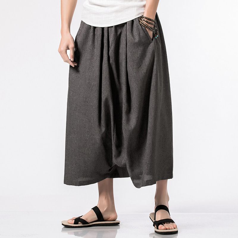 Chinese Stijl Zomer 2024 Nieuwe Mannen Gemodificeerde Losse Baggy Broek Mannen Japanse Trend Capri Heren