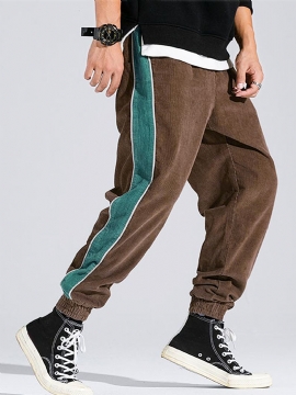 Corduroy Heren Side Stripe Pocket Drawstring Beam Feet Casual Broek