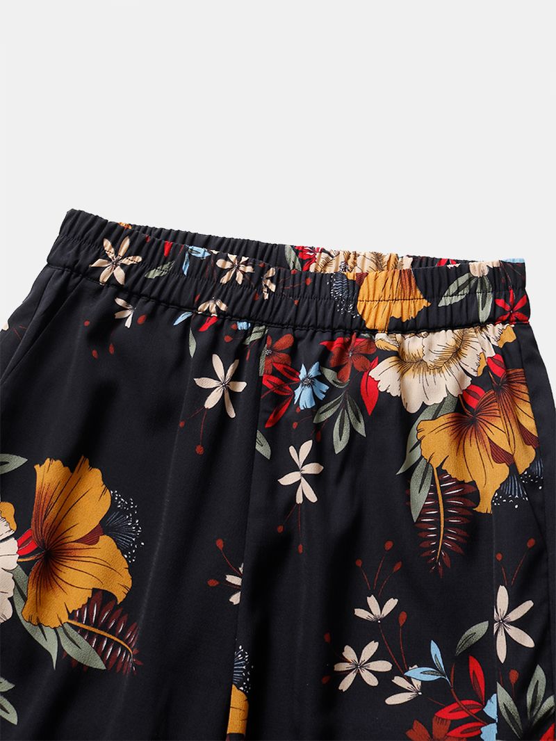 Dames Bloemenprint Bohemian Tie Cuff Broek Met Zak