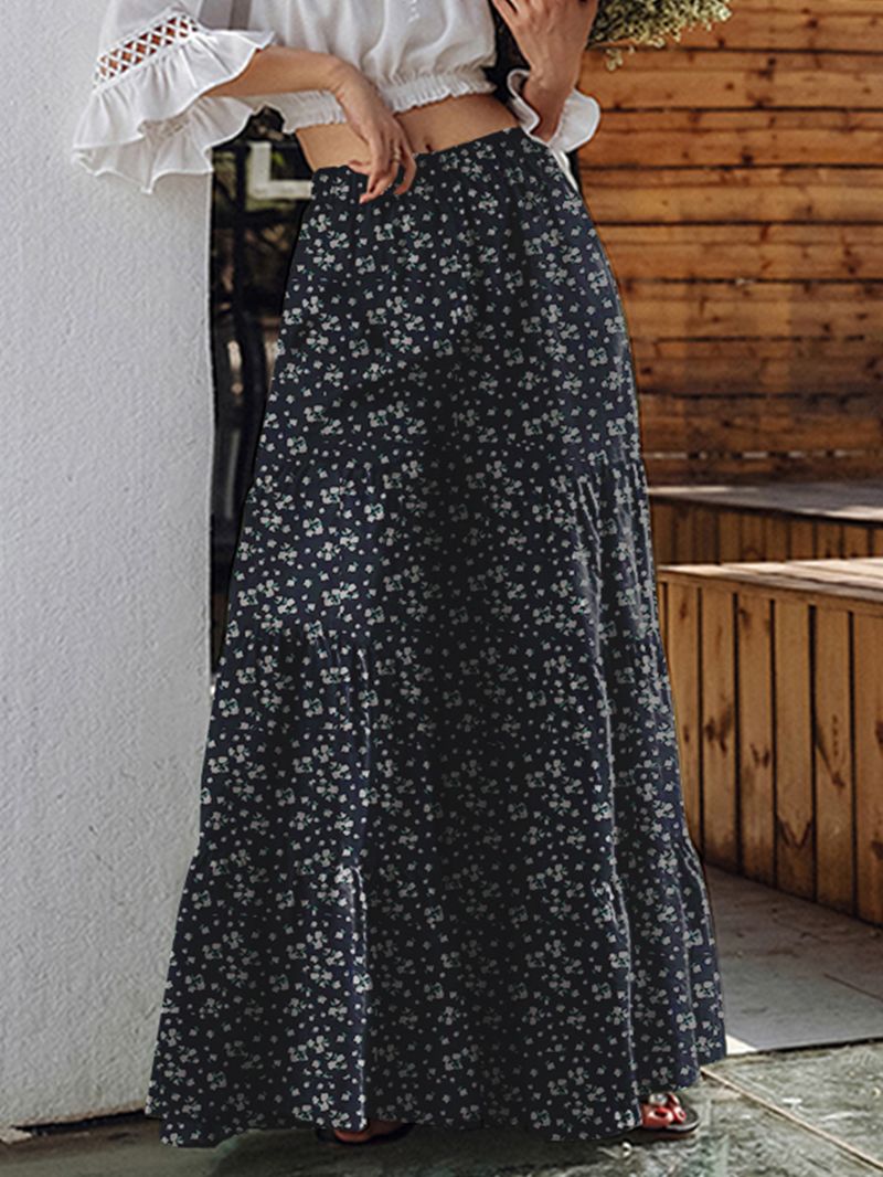 Dames Bloemenprint Wijde Uitlopende Pijpen Broek Boheemse Hoge Taille Culotte Rok