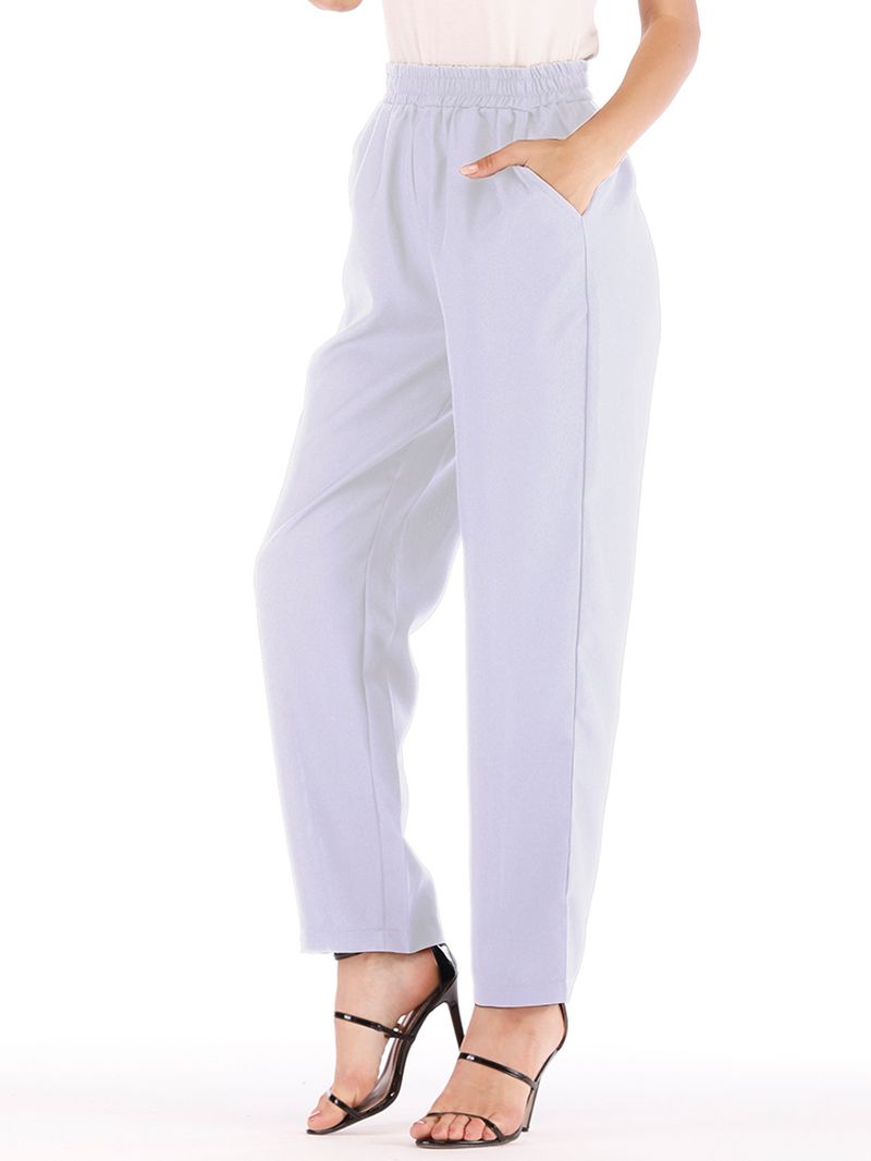 Dames Casual Pure Kleur Hoge Taille Elastische Taille Broek