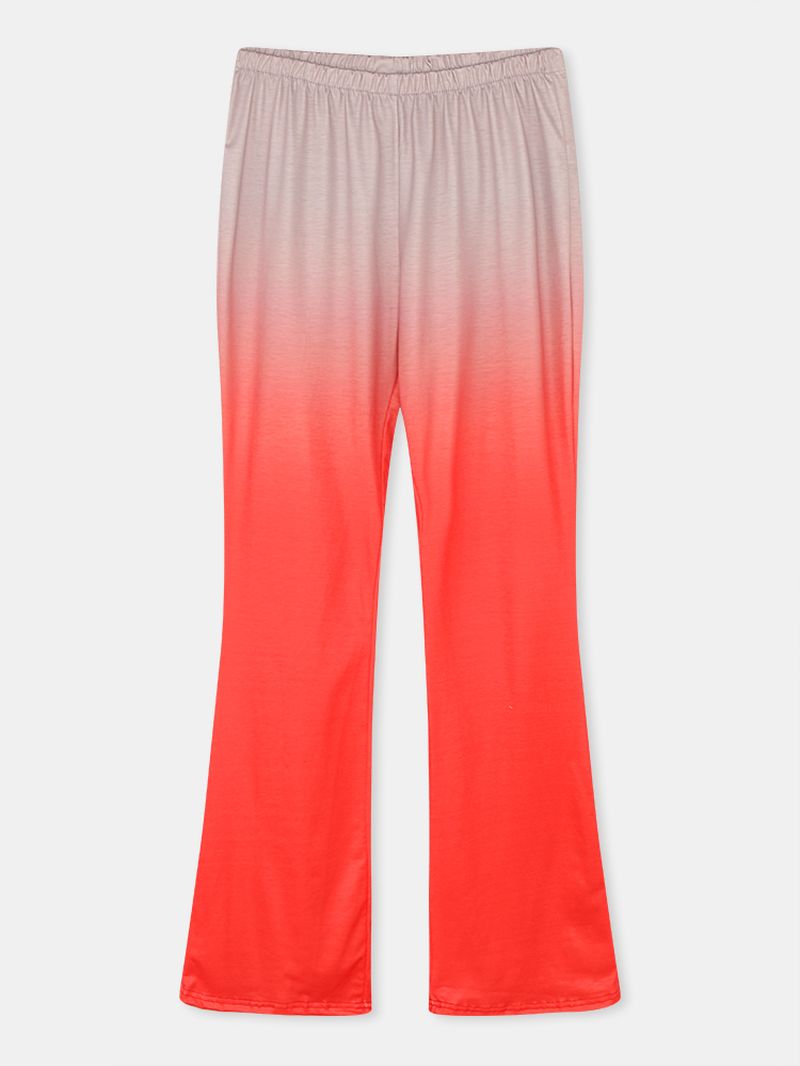 Dames Gradiënt Elastische Taille Bell-bottoms Casual Broek