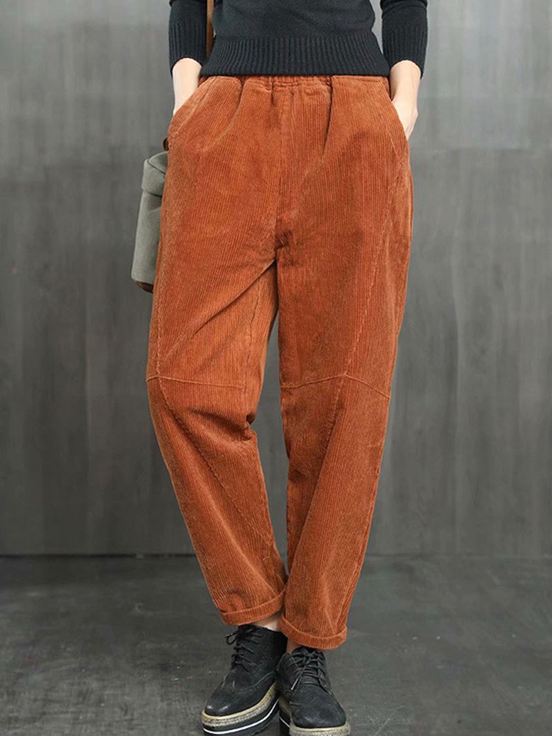 Effen Kleur Casual Corduroy Broek