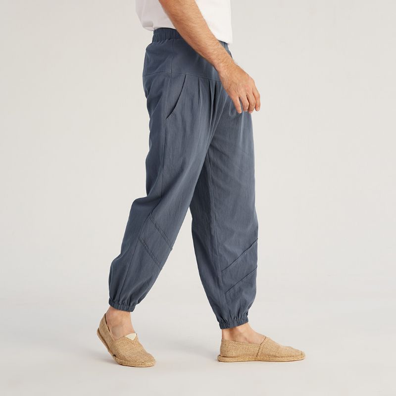 Heren 100% Katoenen Effen Kleur Elastische Taille Joggingbroek