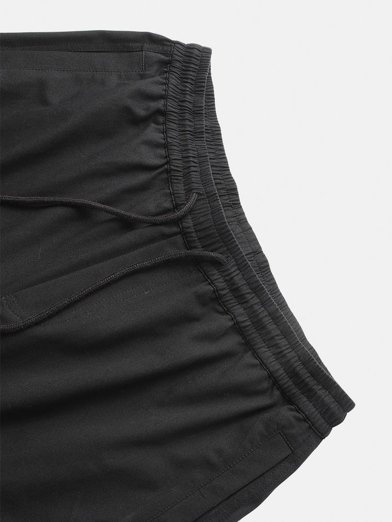 Heren 100% Katoenen Elastische Taille Koordzak Casual Zwarte Joggingbroek