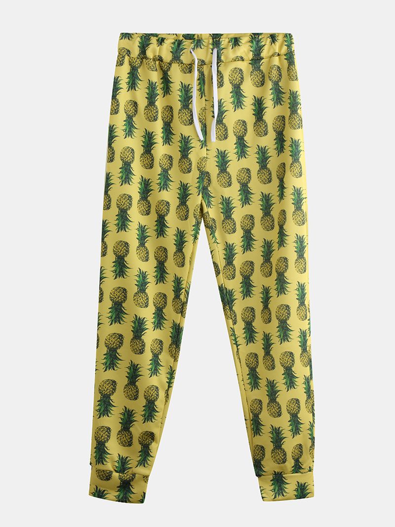 Heren Ananas Gedrukte Hawaiiaanse Stijl Katoenen Casual Broek