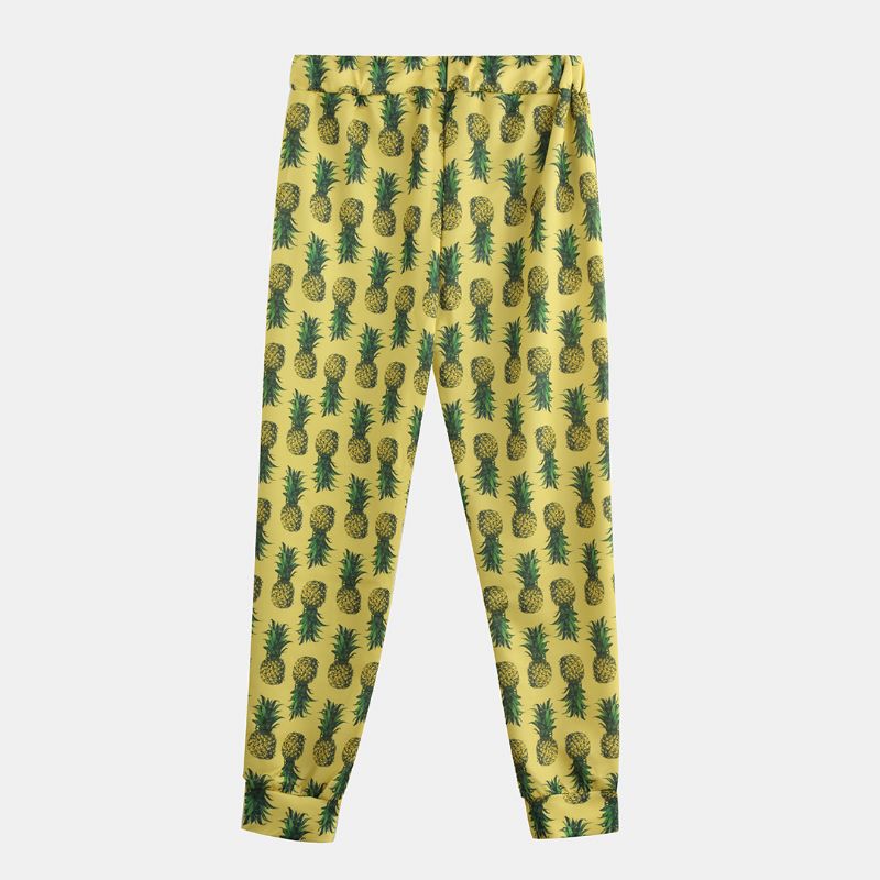 Heren Ananas Gedrukte Hawaiiaanse Stijl Katoenen Casual Broek