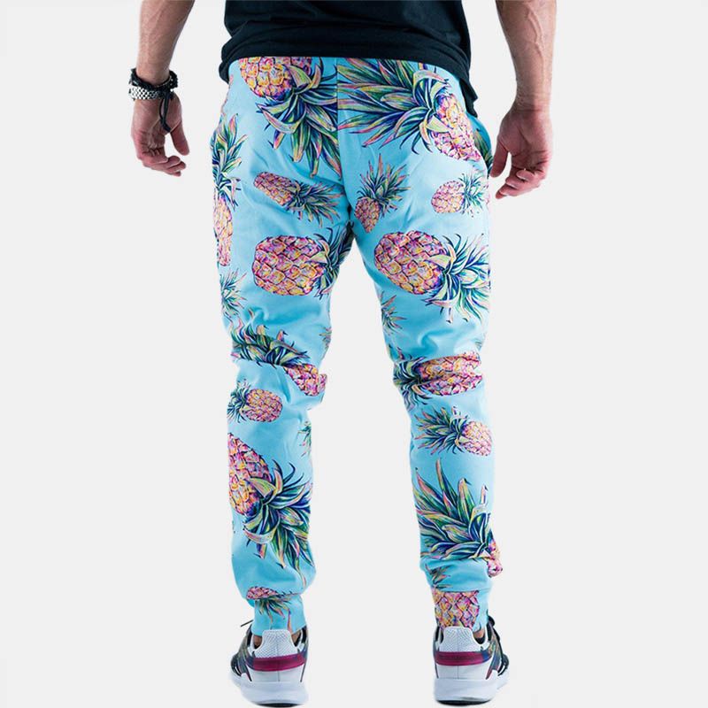 Heren Ananas Gedrukte Hawaiiaanse Stijl Katoenen Casual Broek