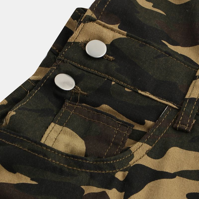 Heren Camo Bedrukte Enkellange Elastische Casual Jumpsuits Bretels Broek